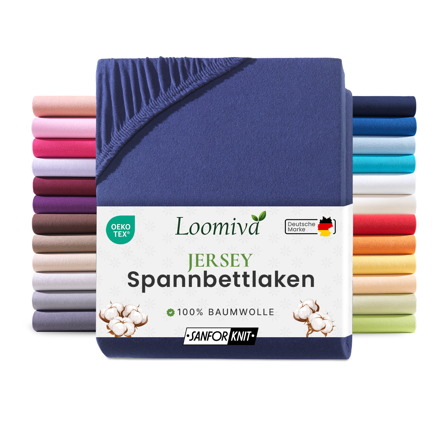 Jersey Spannbettlaken 140gsm in große 180-200x200+30 cm | Marine / Navy Farbe
