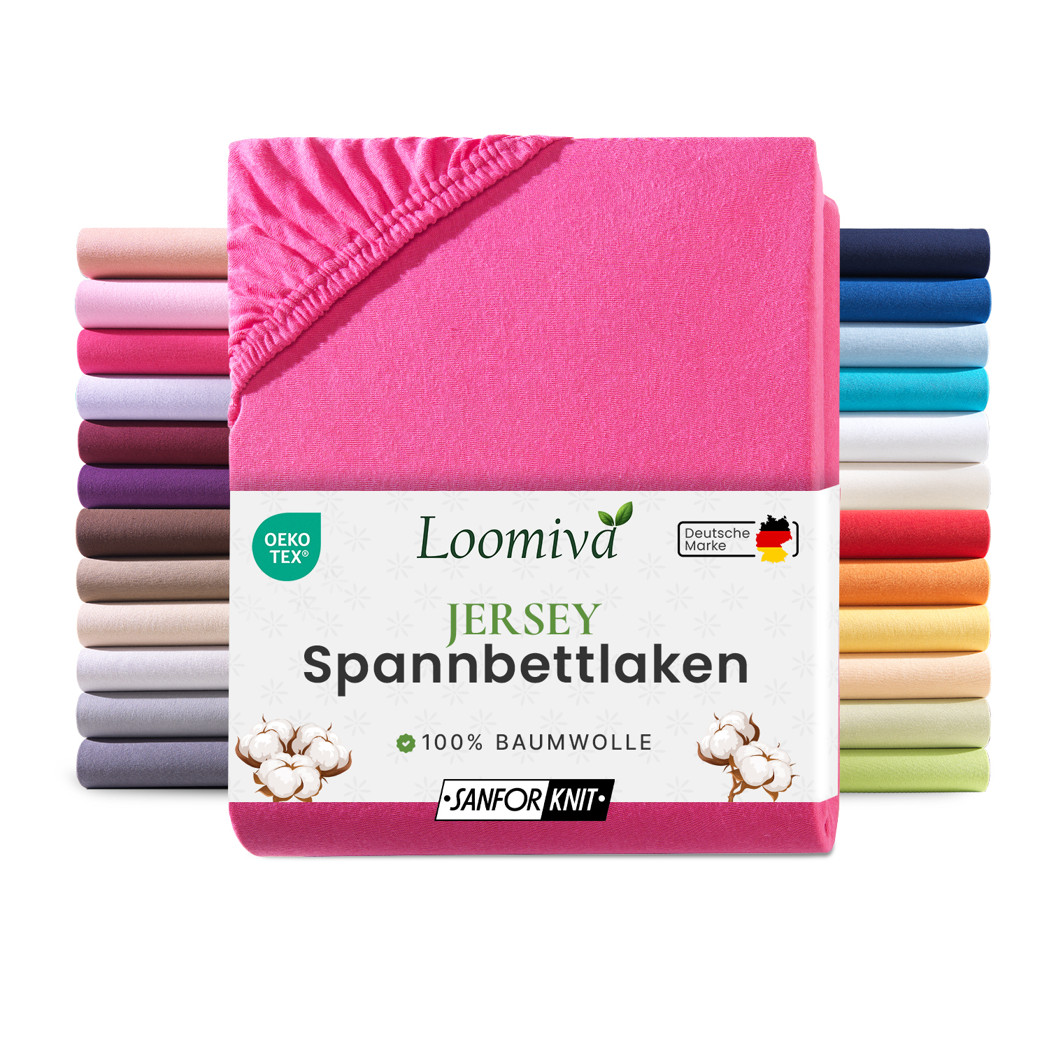 Jersey Spannbettlaken 140gsm in große 180-200x200+30 cm | Magenta / Pink Farbe
