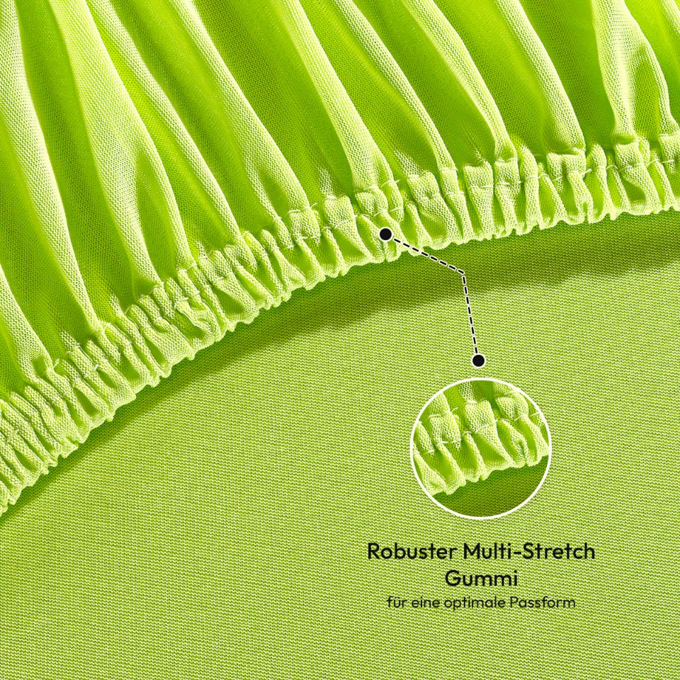 Jersey Spannbettlaken 140gsm in große 180-200x200+30 cm | Apfelgruen / Kiwi Farbe