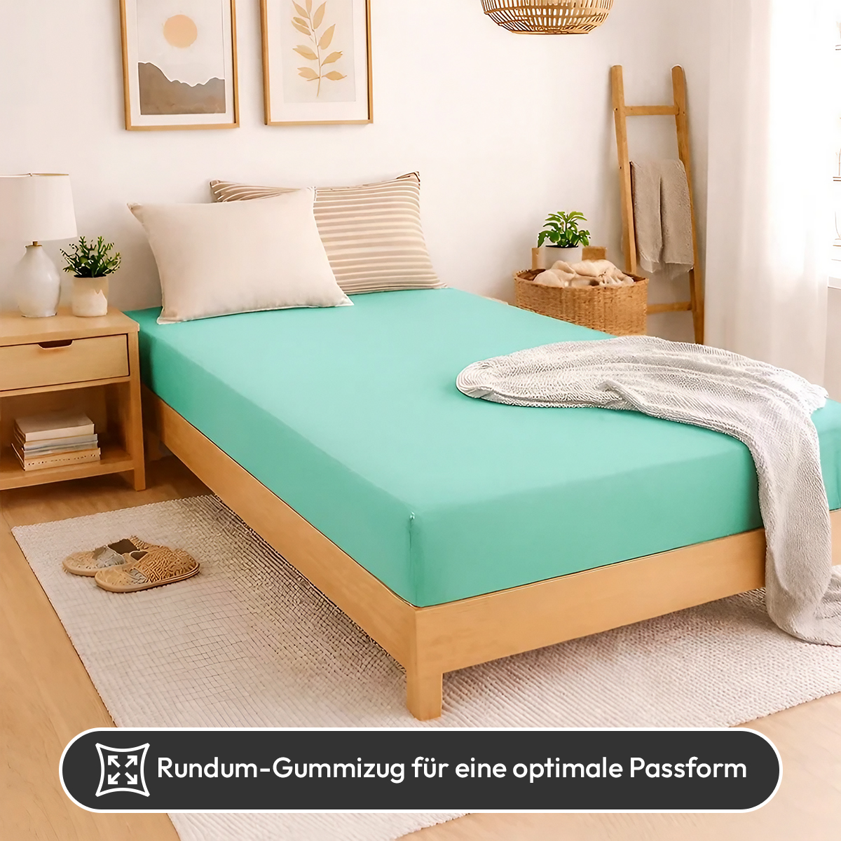 Jersey Spannbettlaken 140gsm in große 180-200x200+30 cm | Mint Farbe