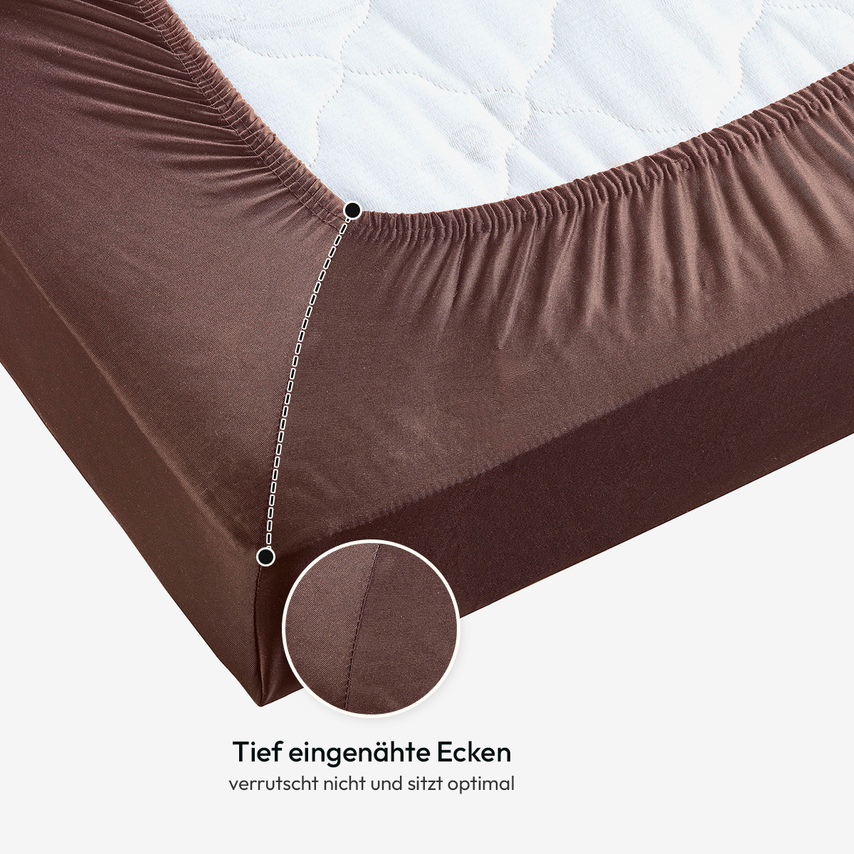 Jersey Spannbettlaken 140gsm in große 180-200x200+30 cm | Schokobraun Farbe