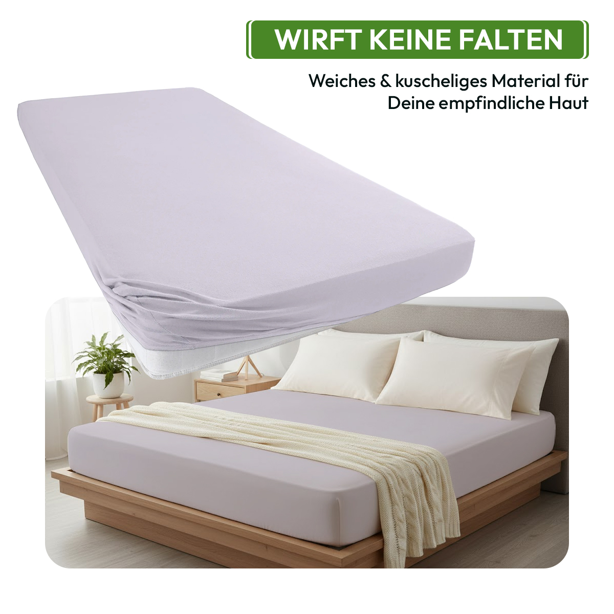 Jersey Spannbettlaken 140gsm in große 180-200x200+30 cm | Silber / Hellgrau Farbe